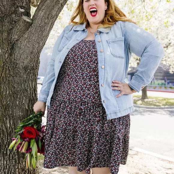 Maurices Ditsy Floral High Rise Ruffle Tiered Pull On Midi Skirt Flowy Textured - Picture 7 of 16